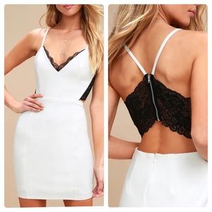 NEW Lulu’s Lush Heartbeat Song Black and Ivory Backless Lace Dress - size S